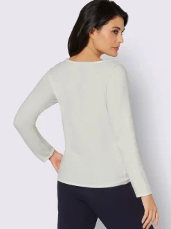 Pull à manches longues encolure en u féminine