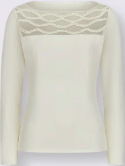 Pull à manches longues encolure en u féminine