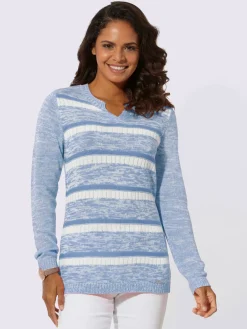 Pull à manches longues encolure ronde avec v ouvert