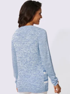 Pull à manches longues encolure ronde avec v ouvert