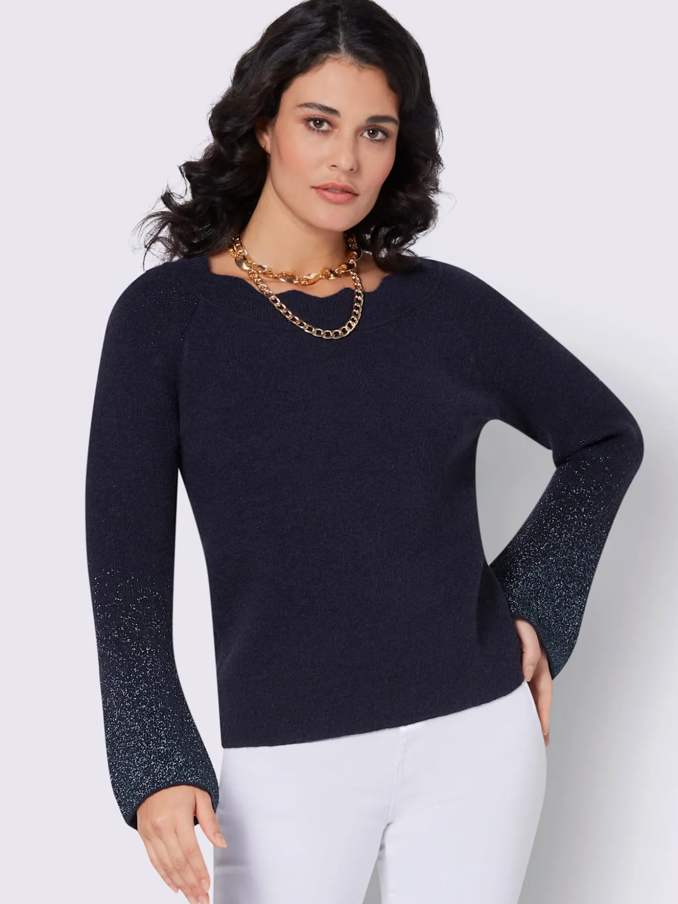 Pull à manches longues fil fantaisie brillant
