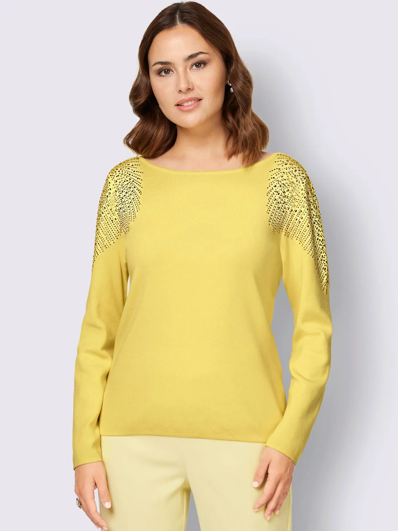 Pull à manches longues jolies pierres brillantes fantaisie