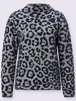 Pull à manches longues joli motif jacquard