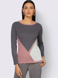 Pull à manches longues motif intarsia