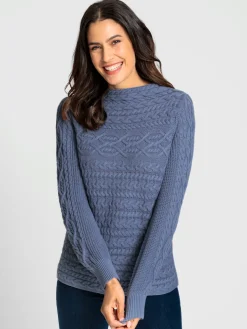 Pull à manches longues superbe motif torsadé