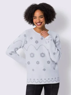 Pull à manches longues superbe motif jacquard
