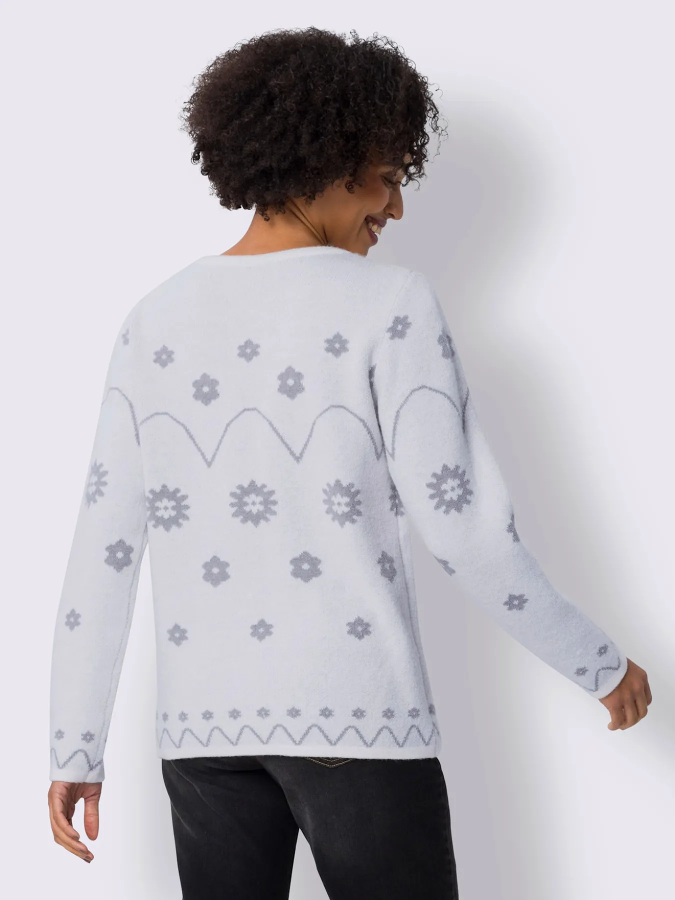 Pull à manches longues superbe motif jacquard