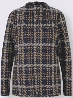 Pull à manches longues tricot jacquard élégant