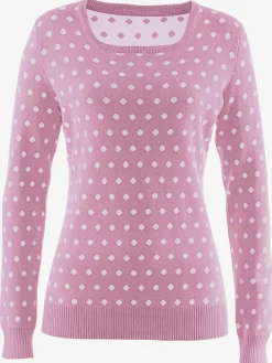 Pull à pois manches longues en jacquard