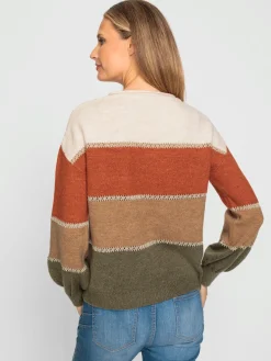 Pull à rayures détails couleur or