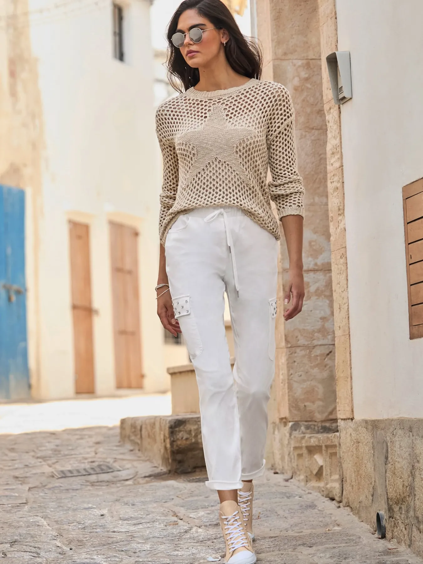Pull ajouré pur coton