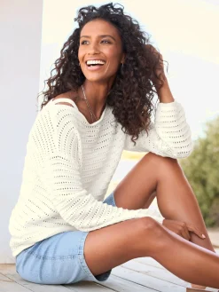 Pull ajouré pur coton