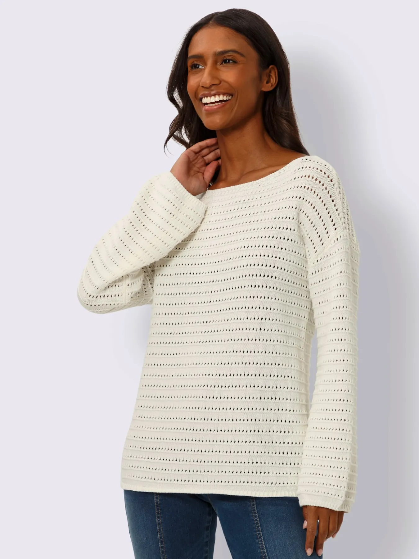 Pull ajouré pur coton