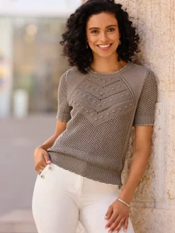 Pull ajouré pur coton
