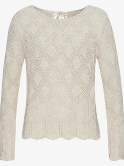 Pull ajouré superbe motif tricoté ajouré avec fibres brillantes