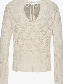 Pull ajouré superbe motif tricoté ajouré avec fibres brillantes