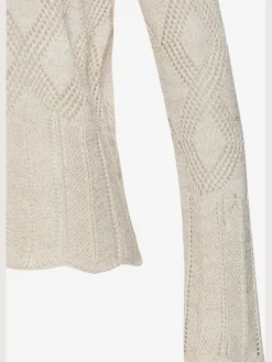 Pull ajouré superbe motif tricoté ajouré avec fibres brillantes