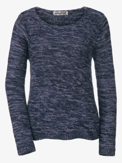 Pull chiné encolure ronde finitions côtelées avec le dos plus long