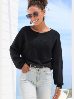 Pull col rond manches chauve-souris