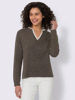 Pull empiècement en dentelle délicat