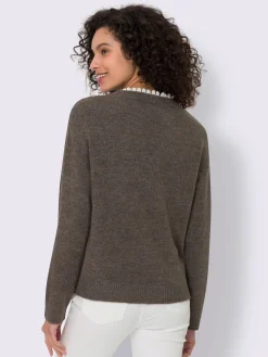 Pull empiècement en dentelle délicat