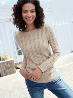 Pull en coton torsadé avec finitions côtelées