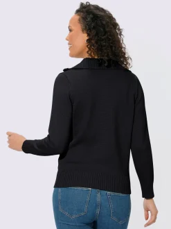 Pull en maille côtelée col montant à glissière