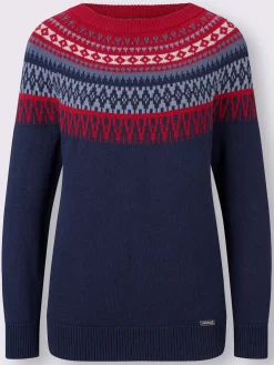 Pull en pur coton motif norvégien en jacquard col rond