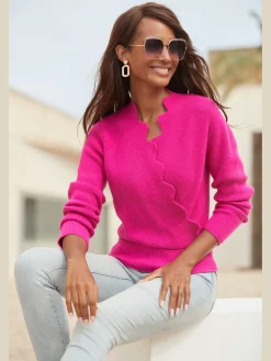 Pull en tricot bord ondulé tendance