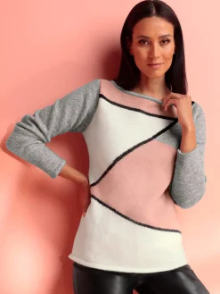 Pull en tricot fil argenté brillant couleur argenté