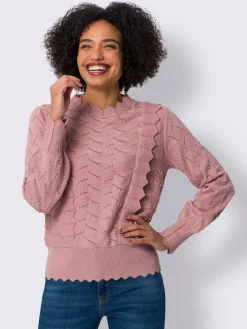 Pull en tricot fin bordure ajourée qui attire le regard
