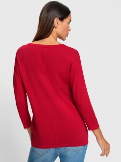 Pull en tricot fin franges tendance au bas des manches