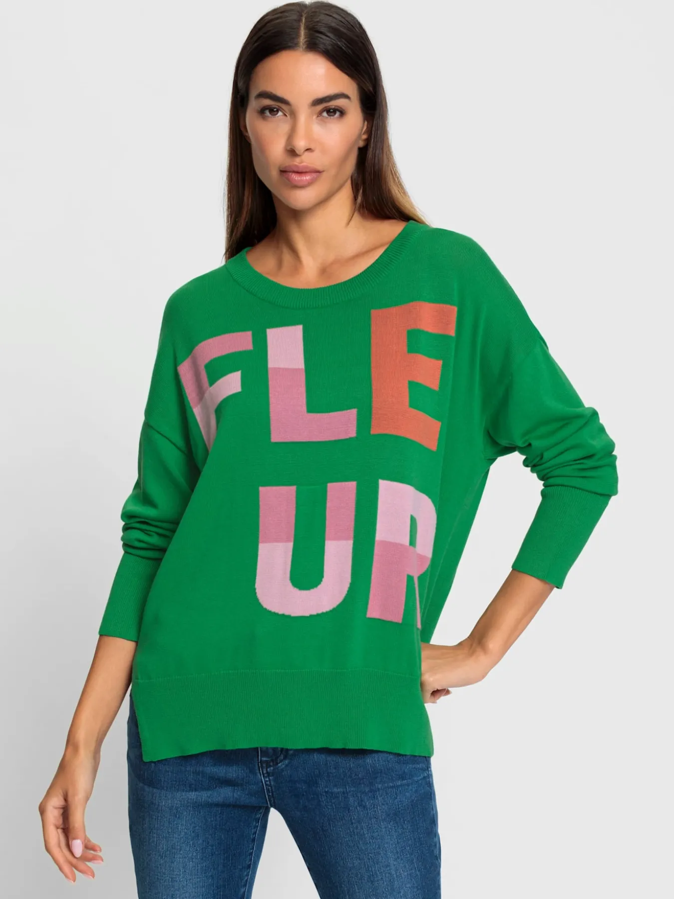 Pull en tricot fin inscription tendance