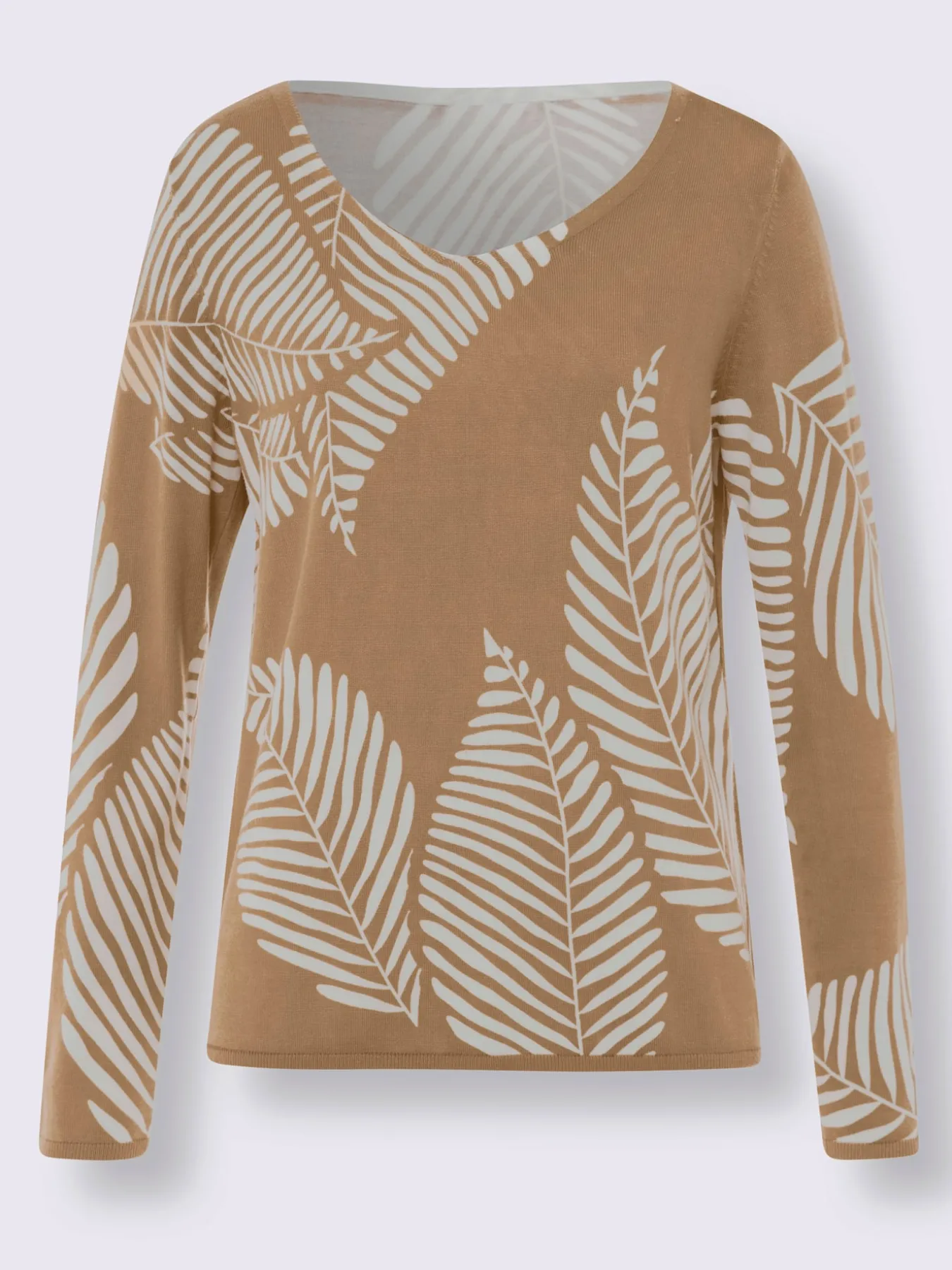 Pull en tricot fin joli imprimé feuilles