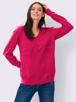 Pull en tricot fin motif tricoté aspect 3d