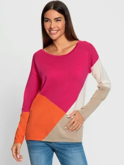 Pull en tricot fin motif color block tendance