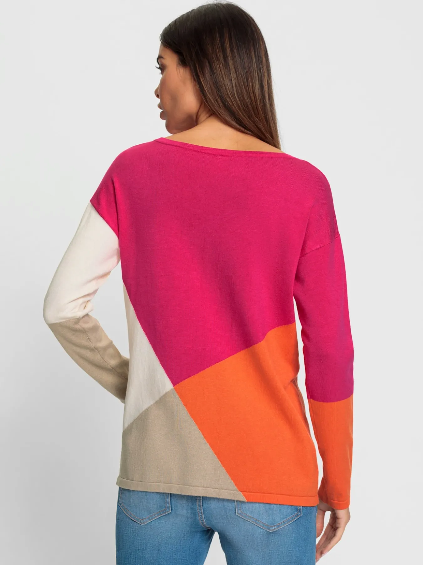 Pull en tricot fin motif color block tendance
