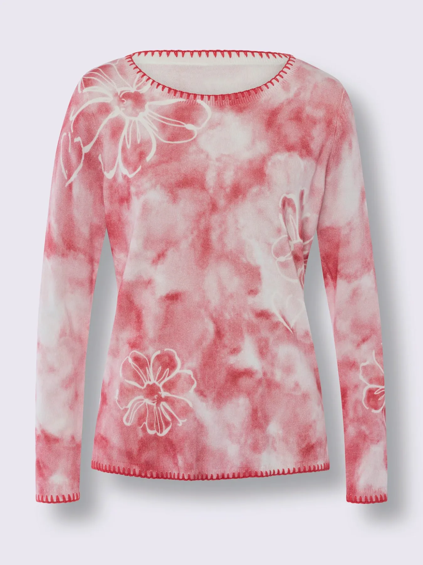 Pull en tricot fin ourlets et bords piqués