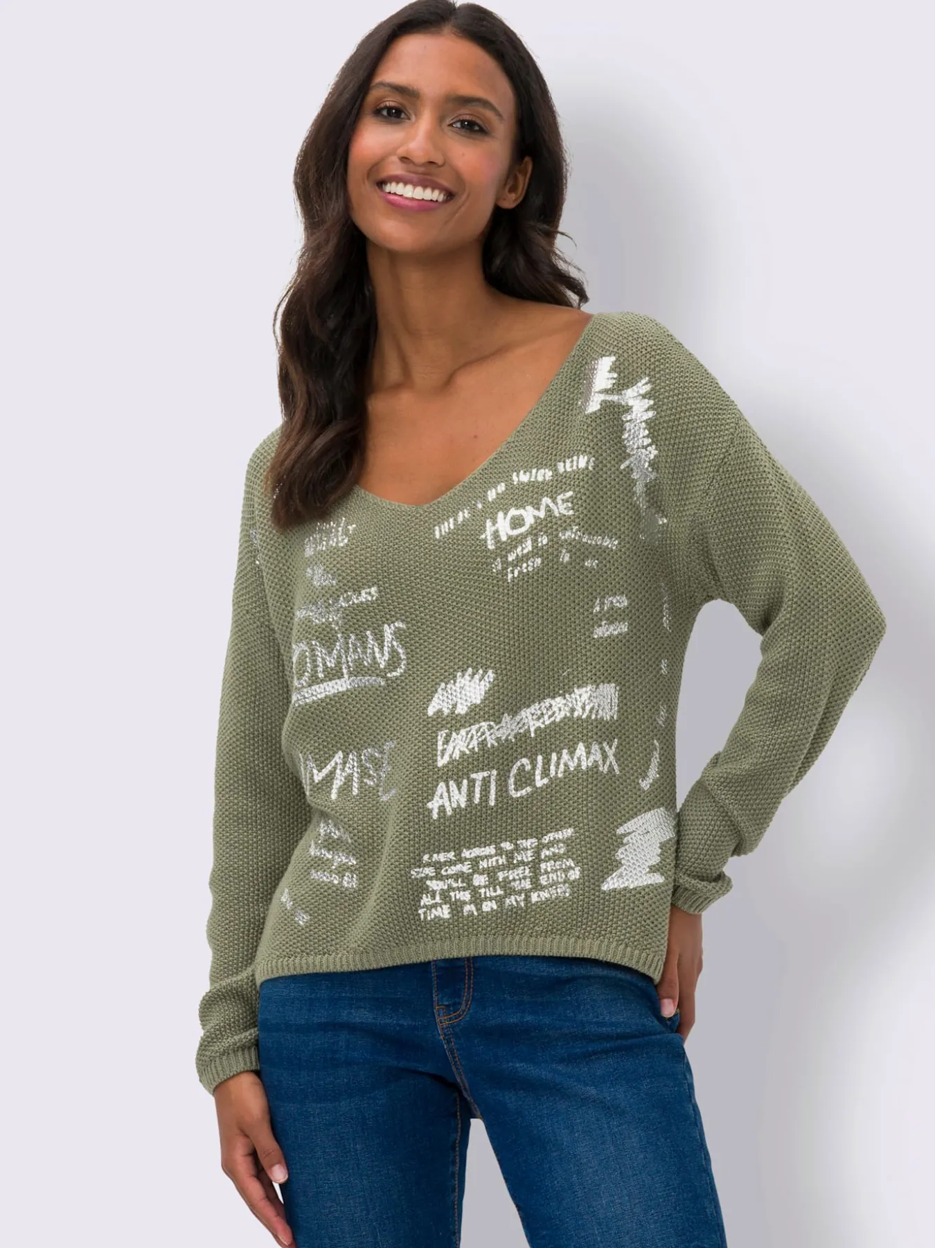 Pull en tricot imprimé feuille brillant