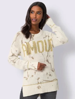 Pull en tricot inscription brillante