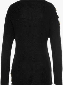 Pull en tricot élégant, boutons décoratifs