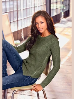 Pull en tricot look asymétrique tendance avec glissière