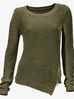 Pull en tricot look asymétrique tendance avec glissière
