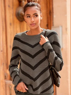 Pull en tricot motif à rayures tendance