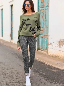Pull en tricot motif imprimé devant