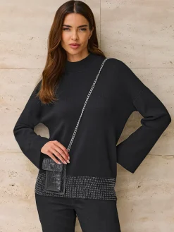 Pull en tricot petites pierres fantaisie tendance