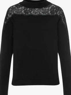Pull en tricot pull élégant avec larges empiècements en dentelle