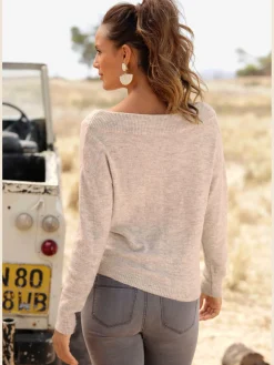 Pull en tricot pull léger orné d'un nœud