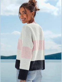 Pull en tricot rayures transversales tendance