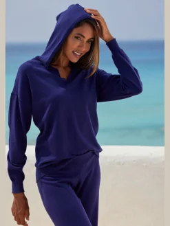 Pull en tricot sweat à capuche en tricot avec encolure en v